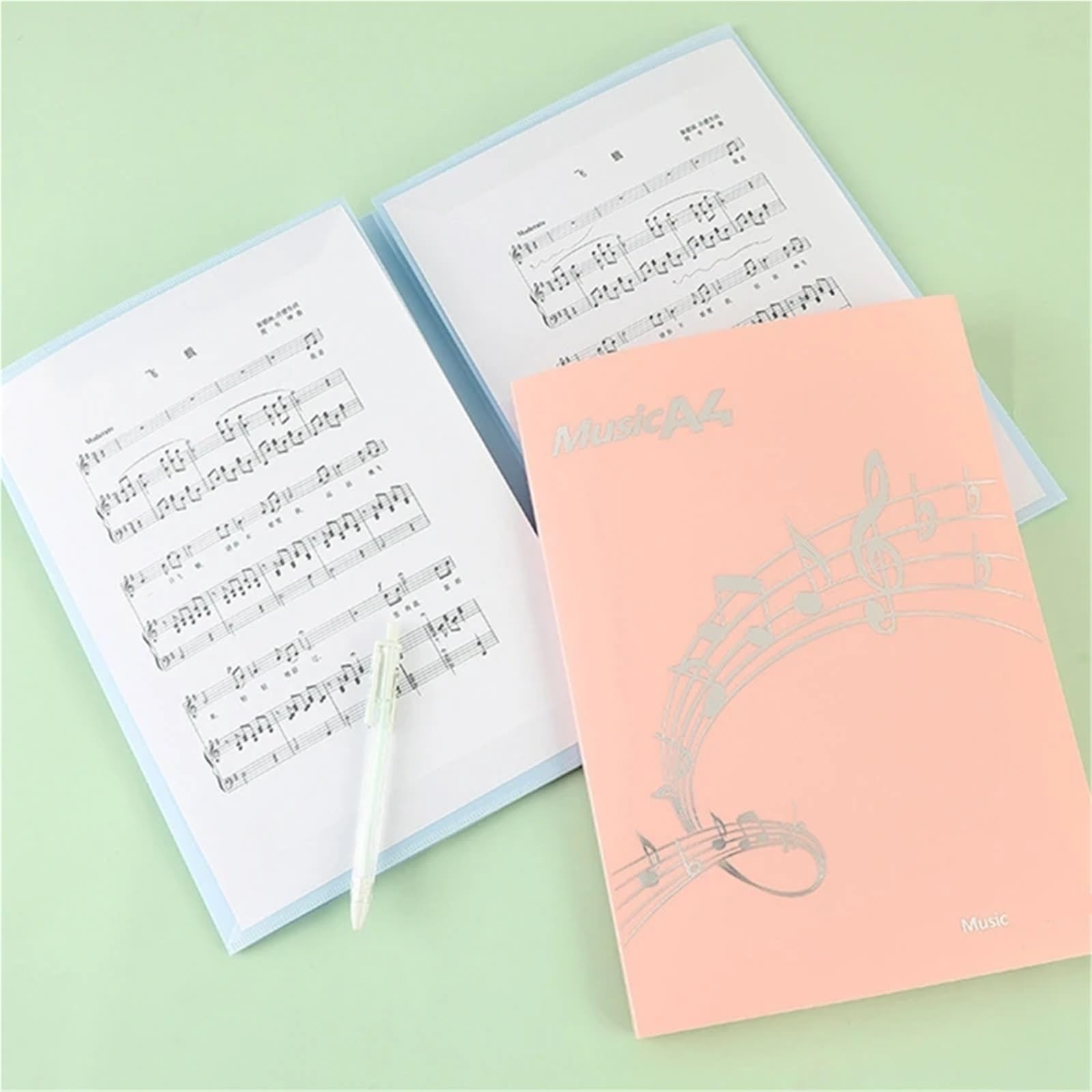 Erweitern Sie den Musikordner for Klaviernoten, 4 Seiten, Aufbewahrungshalter aus Kunststoff, A4-Format, Ordner „Chorus“, speziell for Kunststudenten Für Notenblätter(Black)