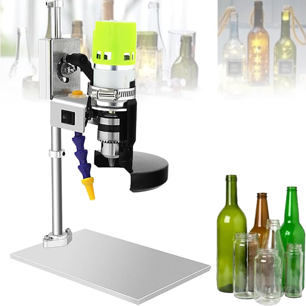 TsoLay 150W Motor Glass Bottle Cutter Machine, Electric Glass Bottle Cutter with 6000RPM Speed, 7-Speed Adjustment, Cutting Drilling Polishing for Round Square Irregular Glass Ceramic Bottles