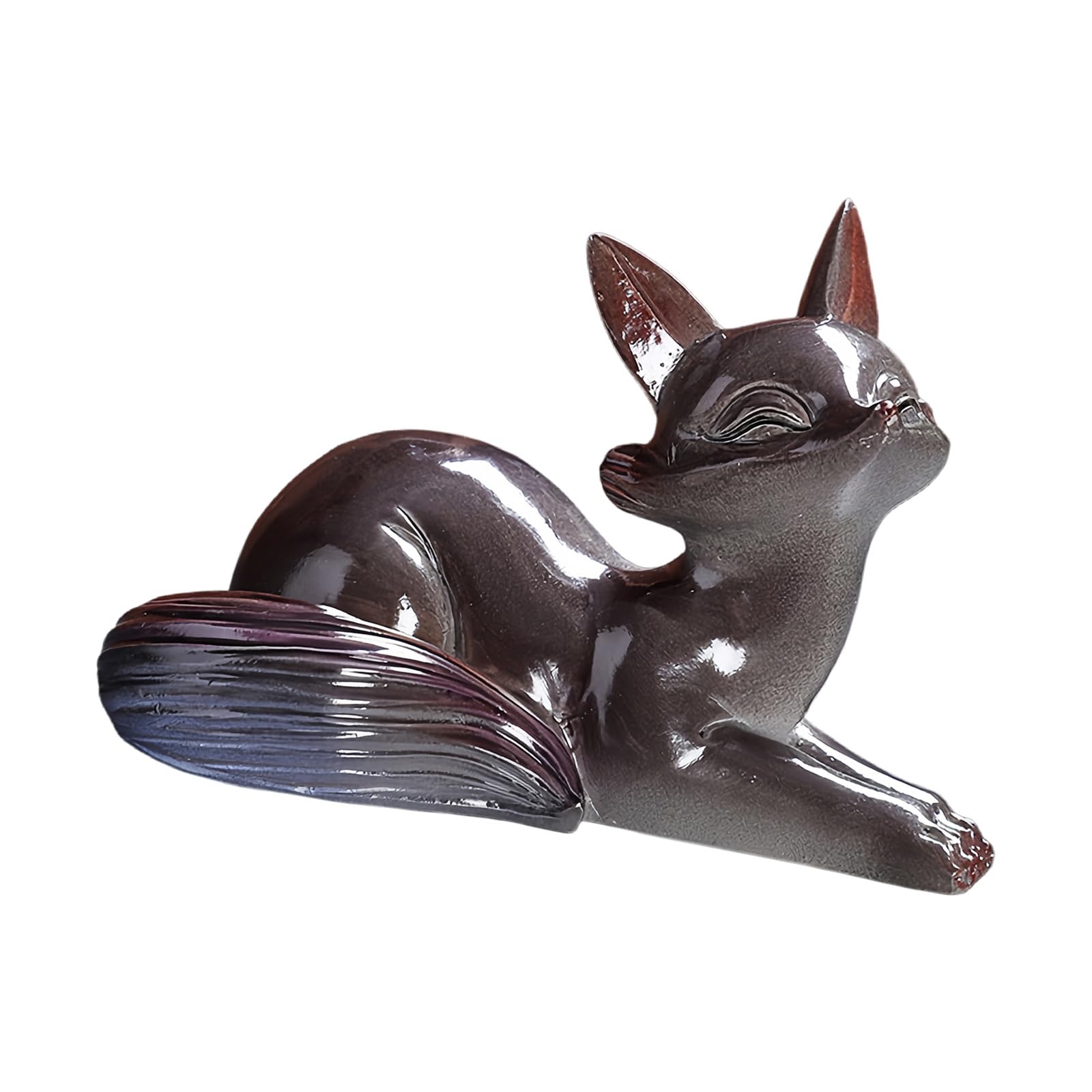 Snorvixre Lovely Foxes Shape Teas Companion Handcrafted Resin Adornment with Color Changing Feature Homes Decors Pet Figurine Heat Resin Pet Ornament