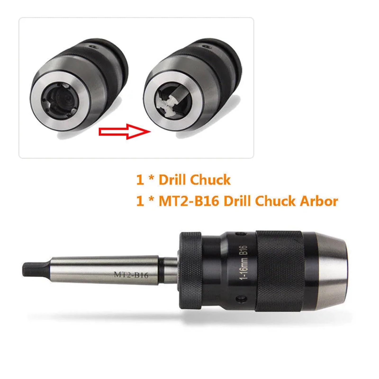 Trapano da tornio B16, senza chiave, 1-16 mm, MT2-B16, mandrino, mandrino autoregolante