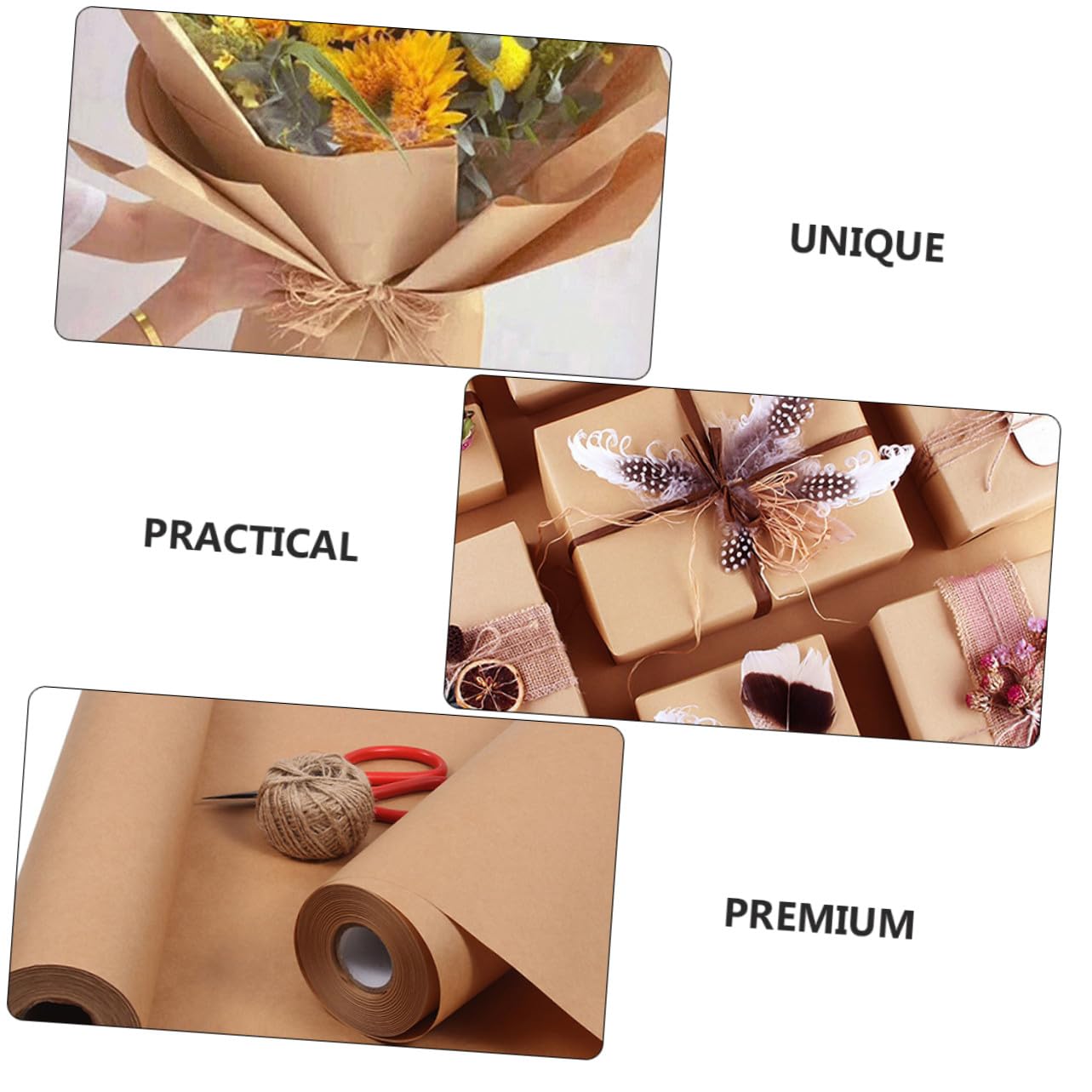 Homoyoyo Papel Kraft para Manualidades y Embalaje Papel de Regalo Natural y Seguro para Flores Decoración y Envoltura Creativa