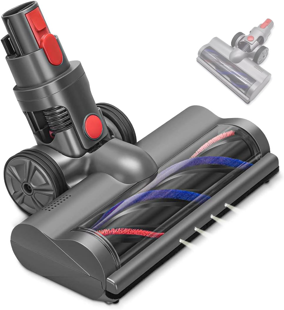 Amalfy Vacuum Motorhead Compatible with Dyson V15 V11 V10 V8 V7 Cordless Vacuum Cleaner, Quick-Release Turbine Brush with LED Headlight, Roller Carpet Cleaner Head Replacement Parts