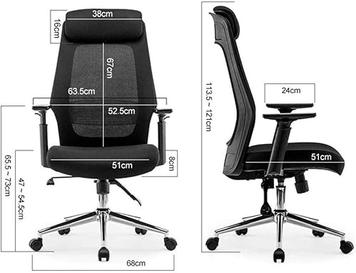 Miniatura 3 de Silla de oficina ergonómica con soporte lumbar, reposabrazos ajustables, altura ajustable, color negro