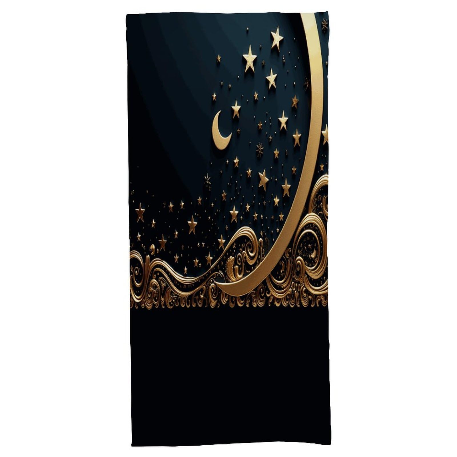 Fekiloot Men's Style Golden Background And Crescent Moon Bath Towel Highly Absorbent,Beach Towels For Wo,Pool Towel Bathroom Essential For Beach,Gym,Travel, Camp