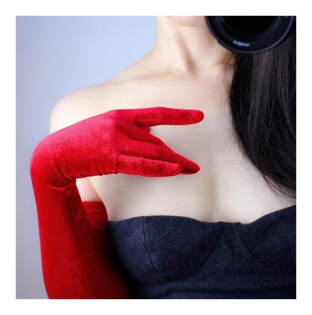 Encaje Arriba Guantes El Rendimiento del Club Fiesta Formal elástica de 70 cm de Largo Guante de la Manera Atractiva de Women'a Delgada de Terciopelo de la señora Guante Pantalla táctil