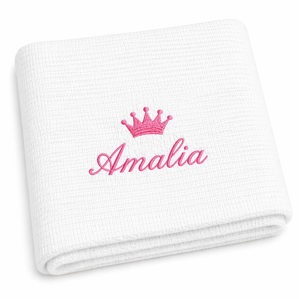 Personalised Baby Cellular Blanket – Custom Embroidered Name Shawl Blanket, Soft Newborn Wrap, Baby Boy Girl Gift, Christening, Baby Shower Blanket UK (White)