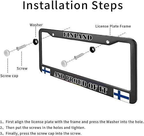 Miniatura 3 de Marco de matrícula de automóvil con bandera de Finlandia y orgulloso de ello, decorativo, novedoso, marco de matrícula de aluminio, regalo de