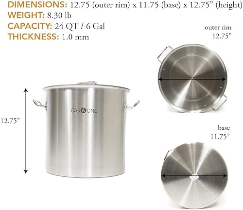 Miniatura 2 de GasOne Olla de acero inoxidable con vaporizador de 6 galones con tapacubierta y estante de vapor, tamal, albóndiga, cangrejo, olla de