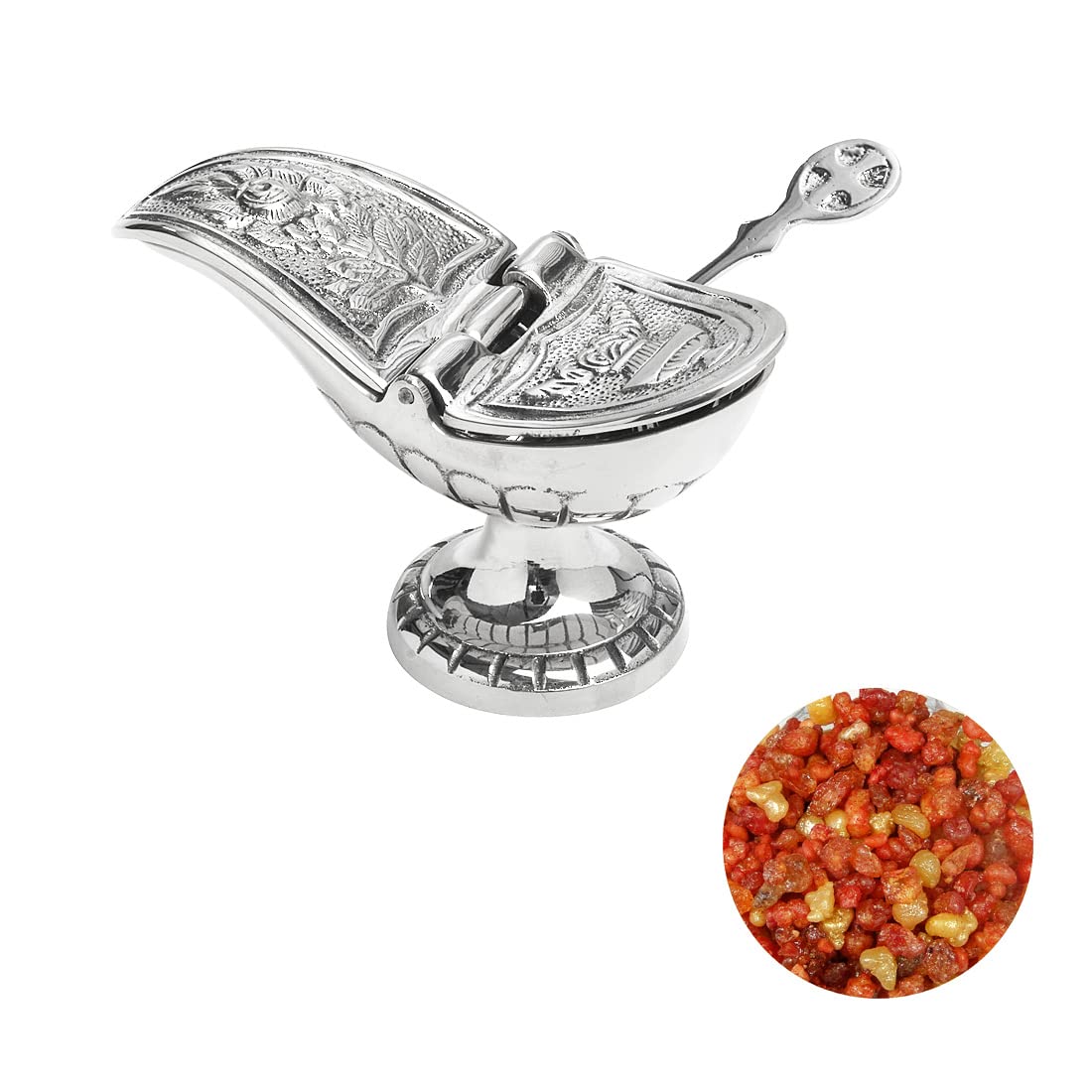 NKlaus Set 1x Incense boat silver 1x Spoon 1x Solomon 100g Incense blend 40702