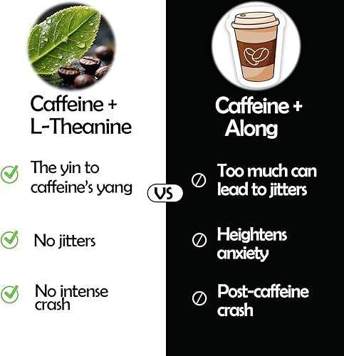 Miniatura 4 de Paquete de 2 gotas líquidas de cafeína L teanina para mujeres y hombres, cafeína energética con L-teanina 100 mg de vitamina B12 B6, suplemento
