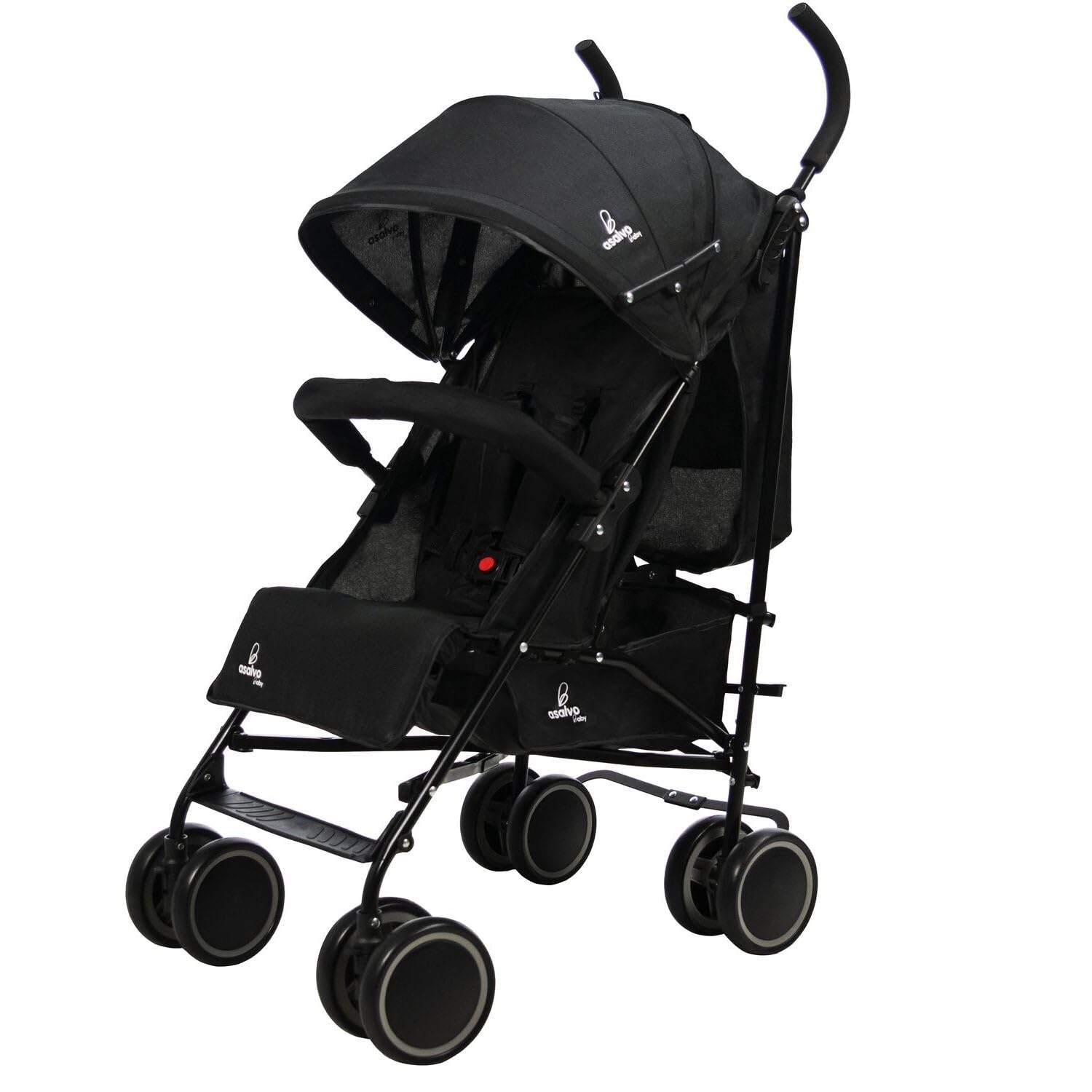 Asalvo TOKYO Silla de Paseo Ultraligera para bebé, Carrito de paseo, Respaldo Reclinable, Cochecito urbano, Arnés 5 Puntos, SPF50+, Capota con Ventana, Manejable y Máxima Seguridad, Hasta 16kg, Negro