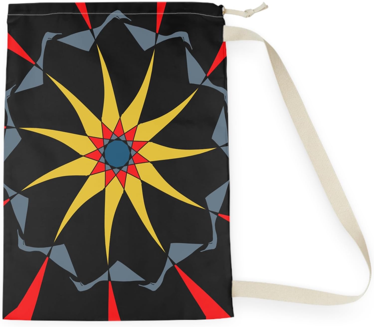 Colorful Geometric Laundry Bag Modern Tote Sizing Organizing Storage Vibrant Pattern '2.epic.journey' Art by Mitzisniftis