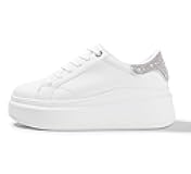 LUCKY STEP Women's Platform Fashion Sneakers Faux Leather Classic Tennis Shoes Low Top Casual Walking Shoes