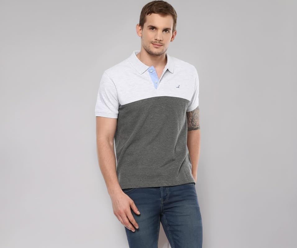 AMERICAN CREW Men's Half Sleeve Polo Collar T-Shirt, Regular Fit Cotton-Poly