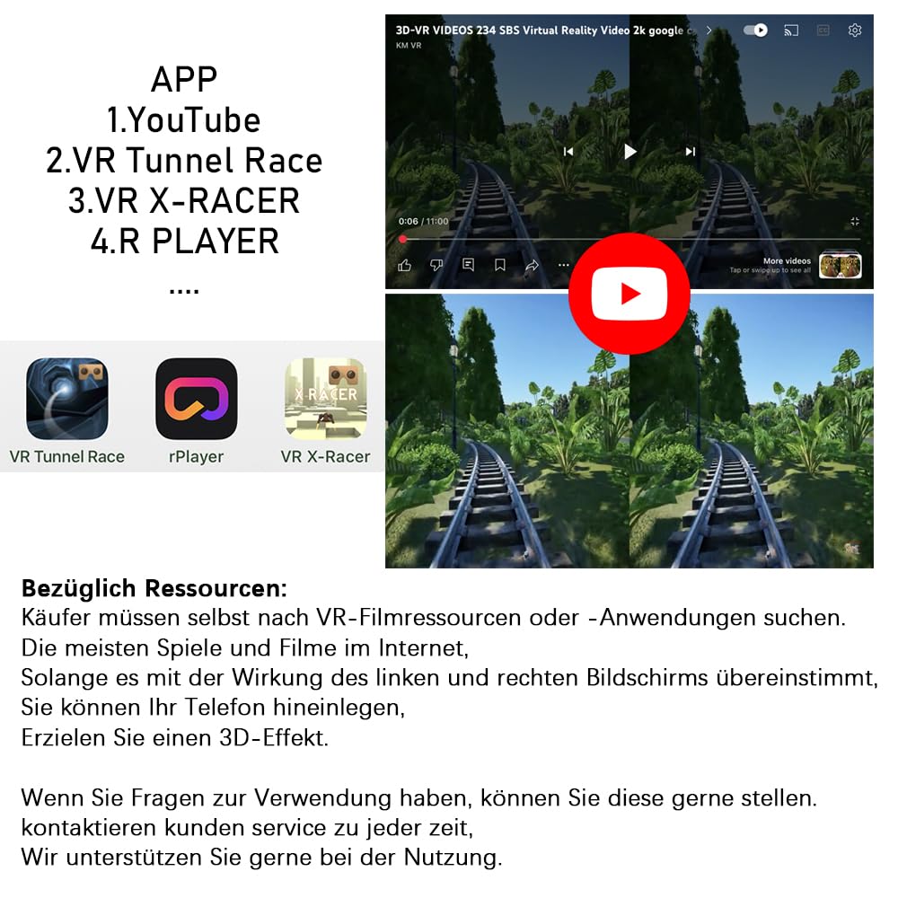 VR Occhiali Telefono cellulare Reality Virtual Reality con telecomando, occhiali 3D VR Sperimenta giochi e film a 360 gradi in vetro morbido e confortevole per telefono Android 5~7 inc