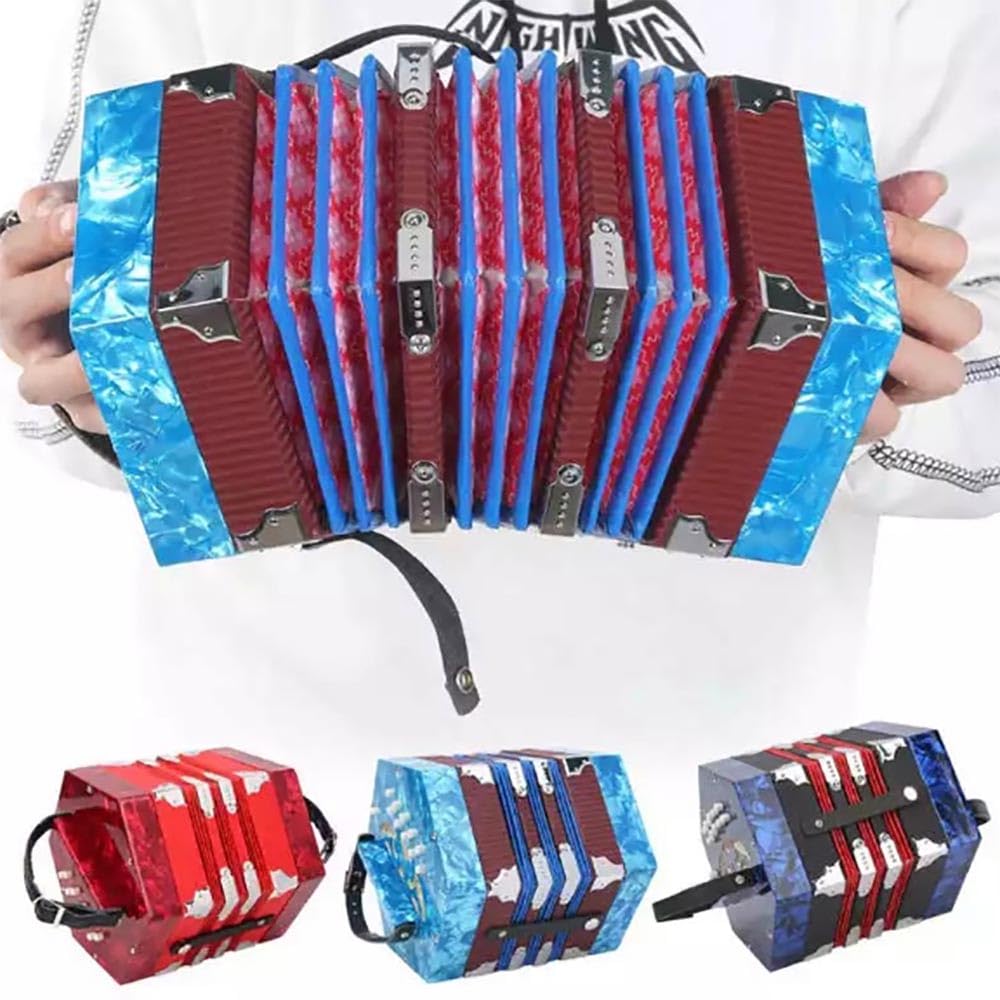 Fisarmonica esagonale a 20 tasti per adulti Fisarmonica professionale per principianti Concertina professionale (nero)