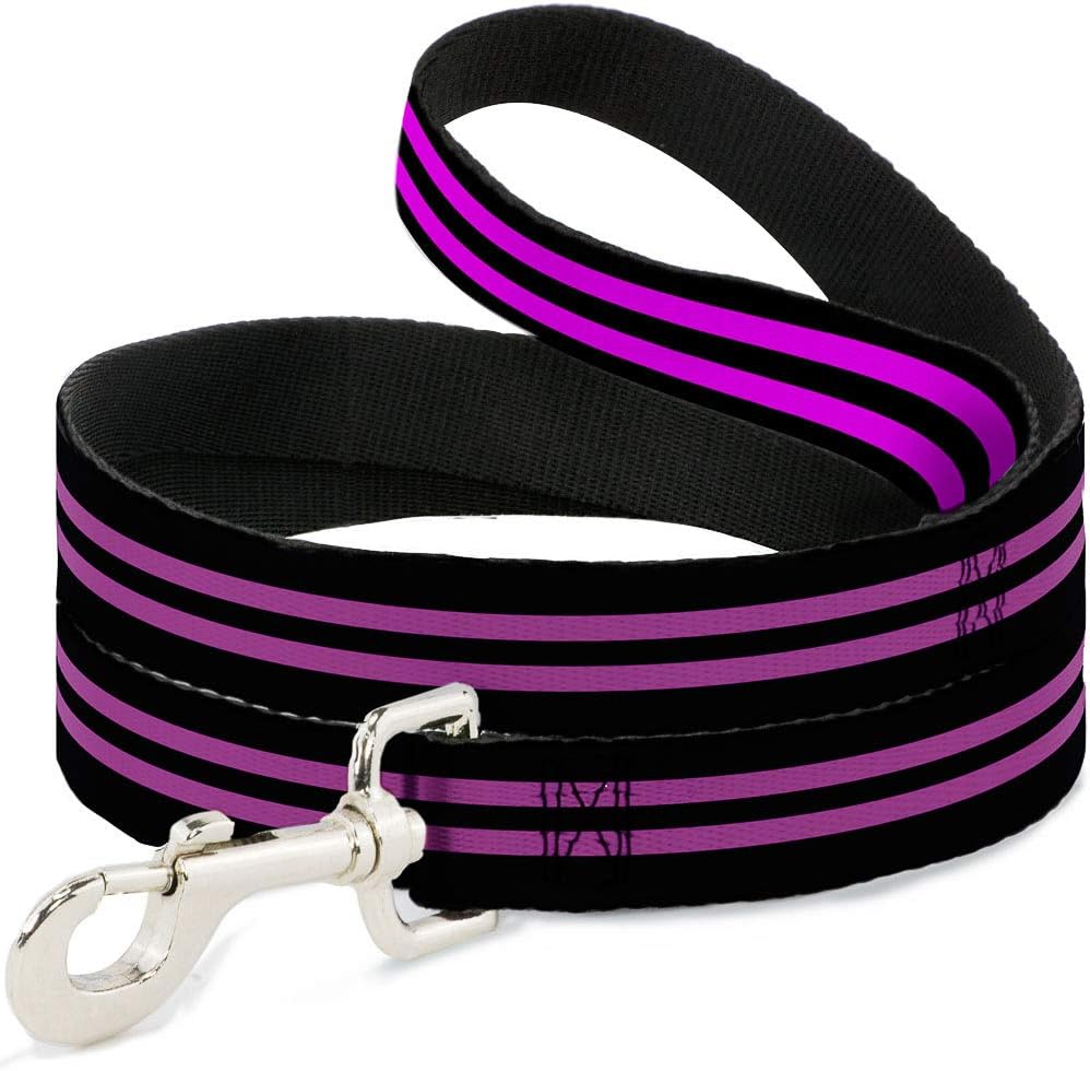 Buckle-Down Pet Leash - Stripe Black/Pink - 6 Feet Long - 1.5" Wide