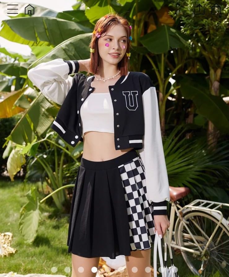 Image of Button Bomber Jacket Hoodie For Women (Black & White)