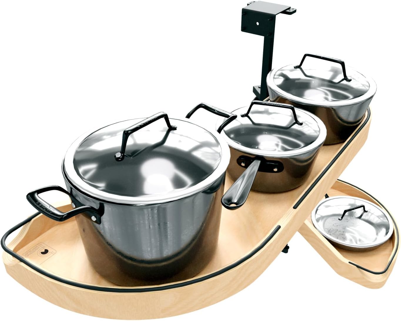 Rev-A-Shelf Craftsman Collection Solid Maple Two-Tier Girasolo w/Soft-Close and Black Accents for 12" Right Opening/Blind Left Corner Cabinets