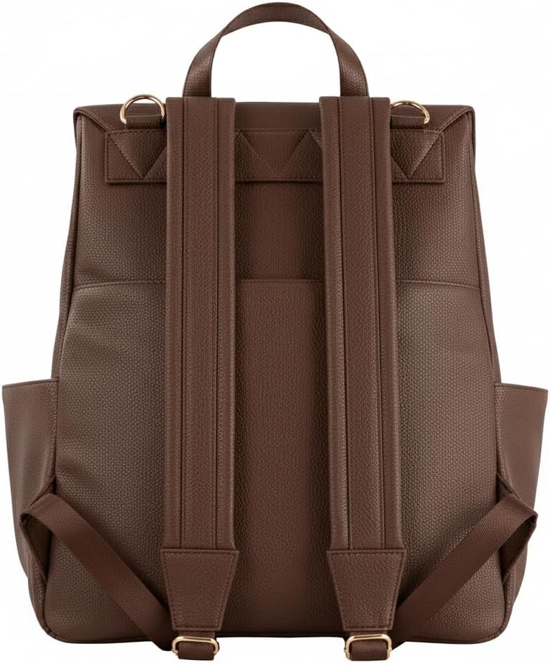 Vegan Leather Baby Backpack, with Front Zip Pocket (Chocolate) - Image 4