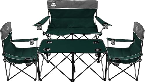 Miniatura 7 de LANMOUNTAIN Juego de sillas de camping portátiles de 3 piezas, juego de sillas plegables con soporte para tazas, sillas cómodas resistentes al aire