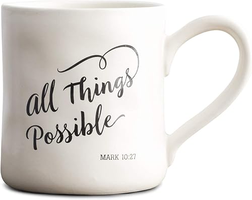 DaySpring - All Things Possible - Taza inspiradora de cerámica lanzada a mano (71456)