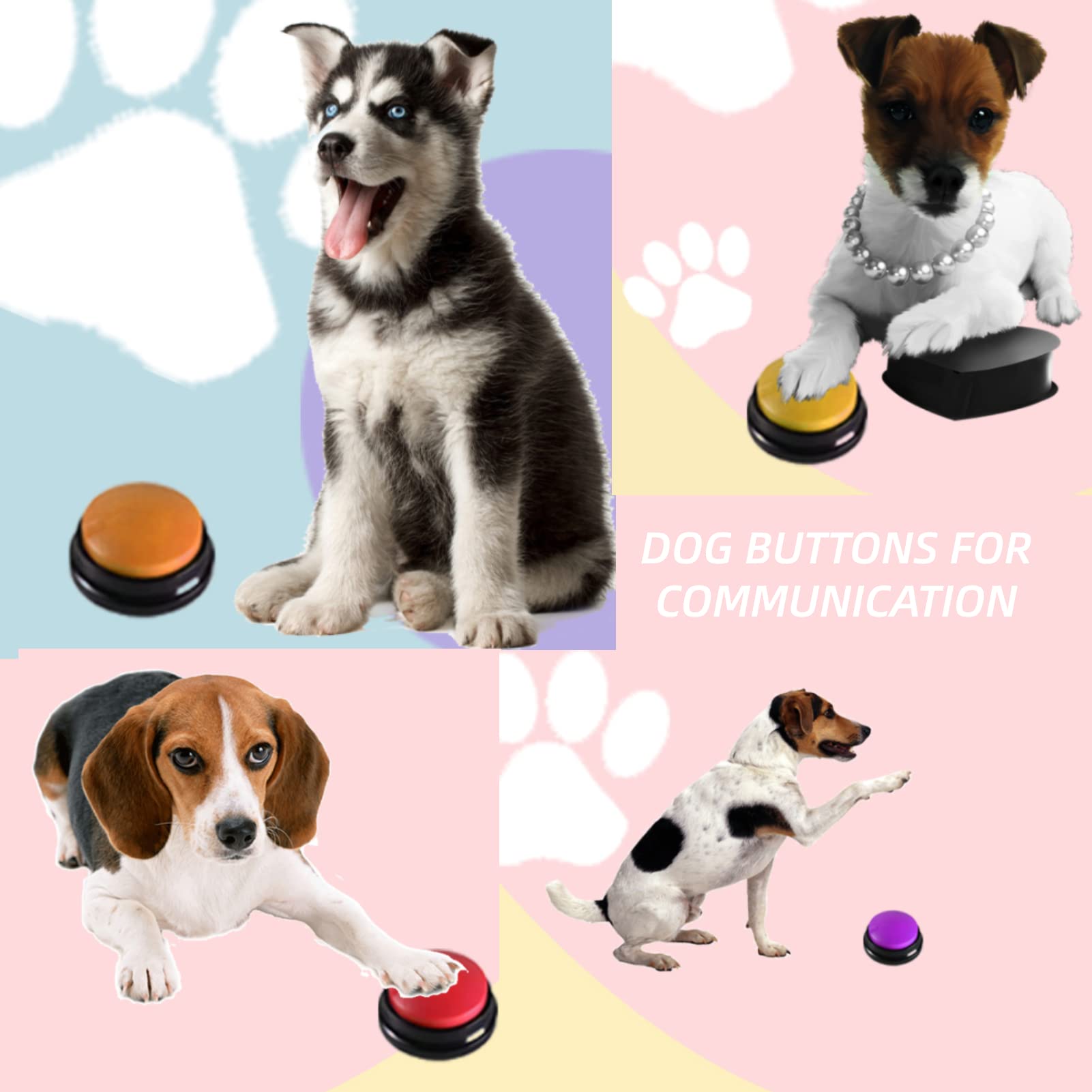 Yunseity 6 Paquetes de Botones Grabables de Voz de 30 S, Botones de Entrenamiento de Perros para Comunicación, para Enseñar a Tu Perro lo Que Quieren.
