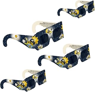 4 Pack Junior Size Eclipse Glasses - NASA & AAS Approved, ISO Certified Safe Eclipse Glasses for Kids - Perfect Solar Eclipse Glasses