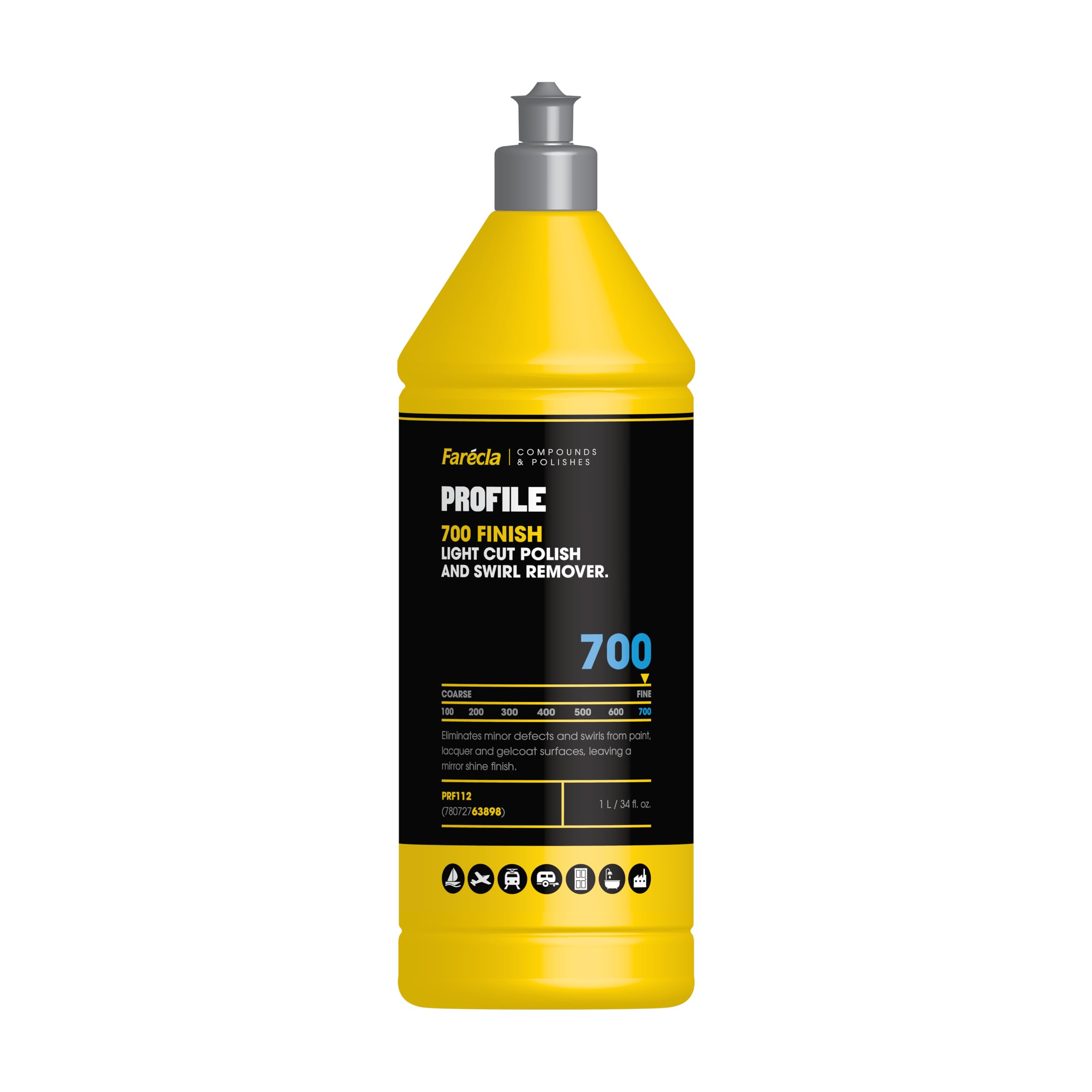 Farécla Profile 700 Finish Light Cut Polish 1L (PRF112) - Smalto fine per gelcoat, vernice e lacca, elimina vortici e ologrammi, senza COV, facile da pulire, ideale per grandi superfici e rivestimenti