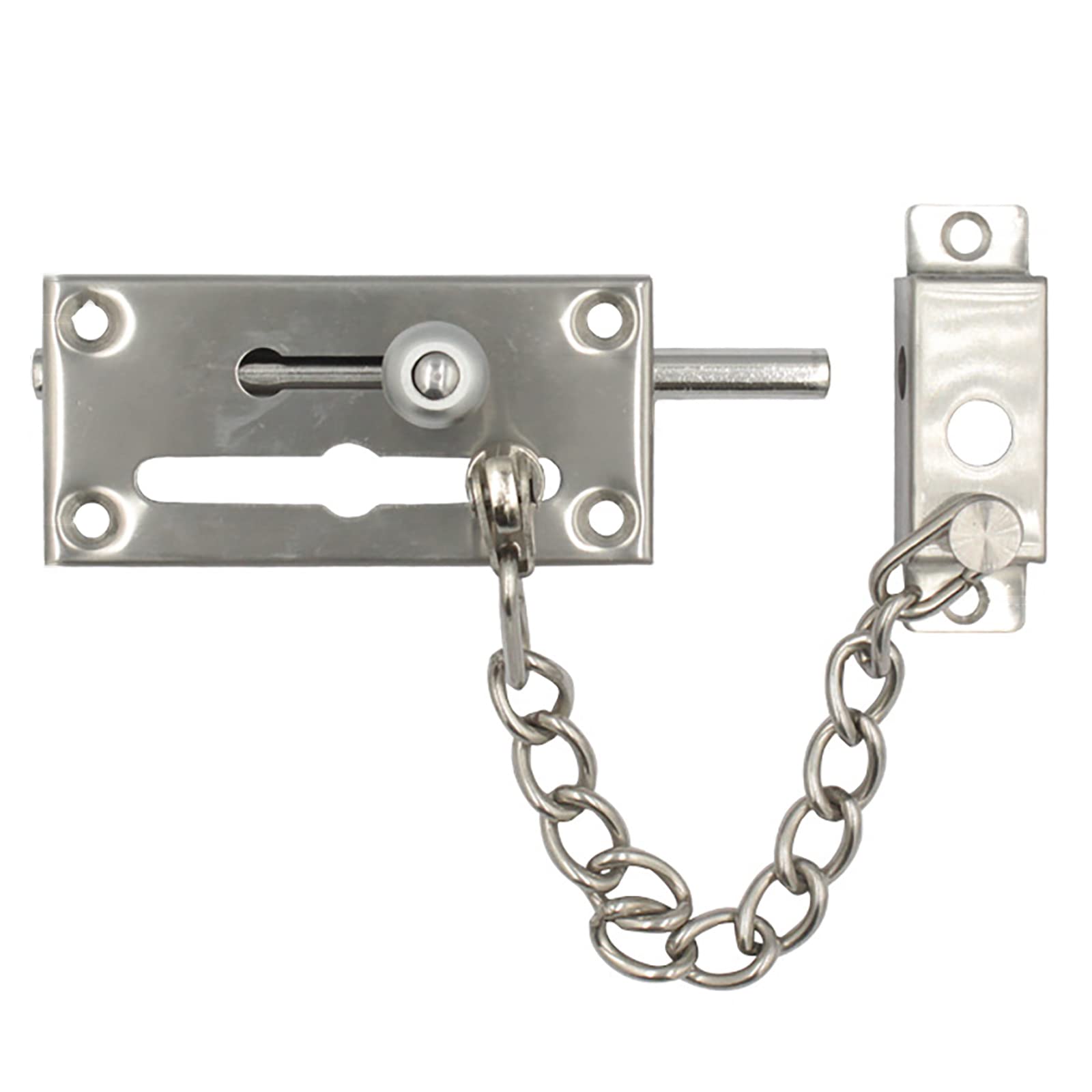 Stainless Steel Sliding Bolt Lock, Slid. Bolt Gate Latch with Padlock Hole Fences Barns Gardens, Multicolor(Silver)