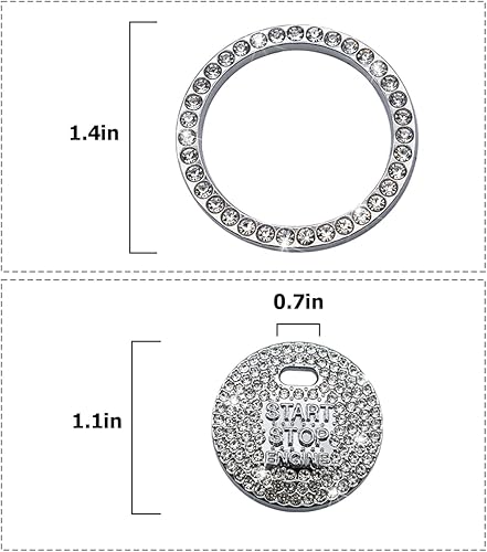 Miniatura 2 de BELOMI Anillo decorativo para botón de arranque y parada del motor de automóvil, 2 unidades, calcomanías protectoras para botón de arranque con