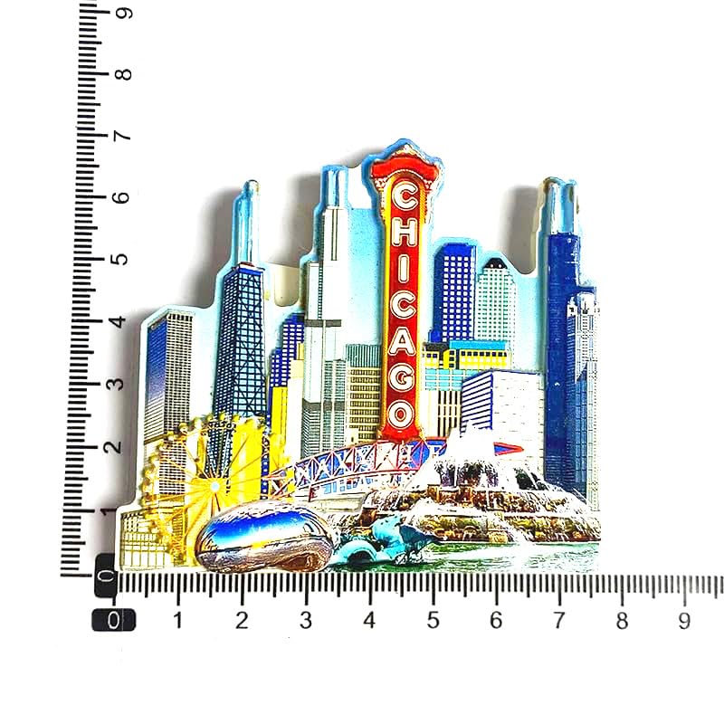 Imán 3D Skyline Chicago, Monumentos Icónicos miniatura 3