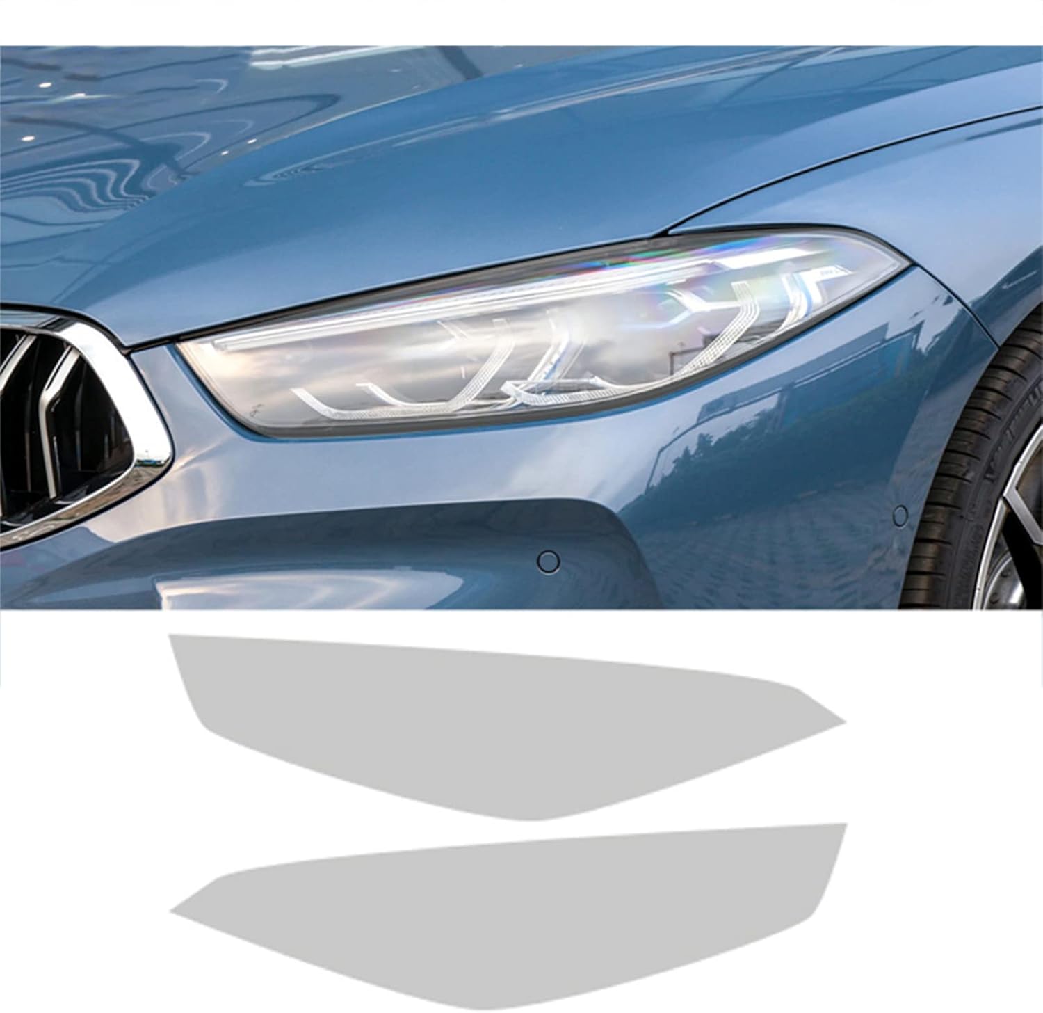 Car Headlight Protective Film for BMW 8 Series G14 G15 G16 M8 2019+, Smoked Black Tint Wrap Vinyl Transparent TPU Sticker,Transparent
