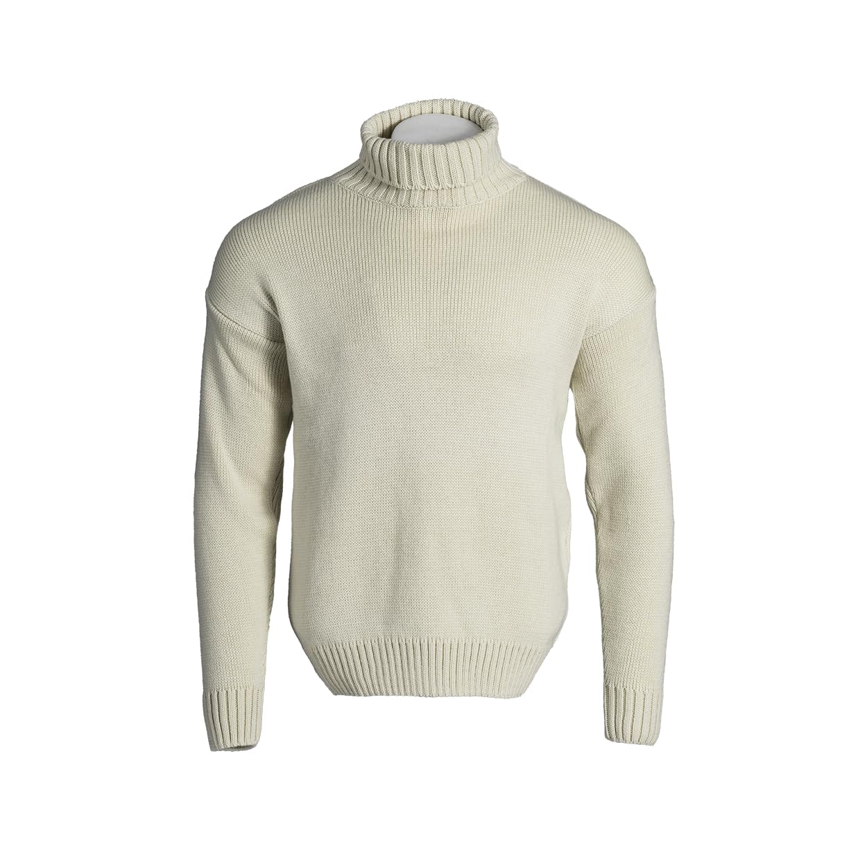 Goldtop Men's Ecru 100% British Merino Wool Submariner/Fishermans Roll Neck Jumper/Sweater - (Medium - 40")