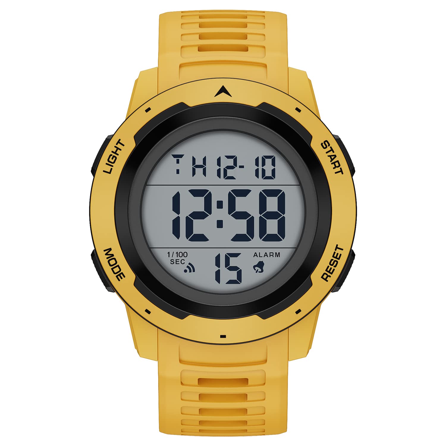 GOLDEN HOUR Mens Waterproof Digital Sport Watches Wide Screen Easy Read Display Military Style with Rubber Strap