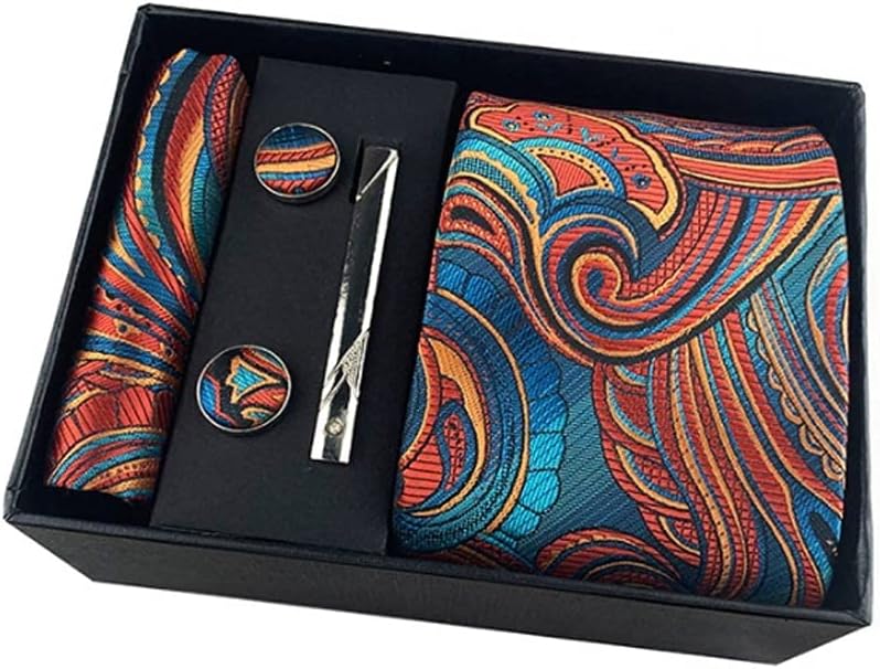 Classic Width Floral Paisley Ties Cravate Homme Men's Silk Ties For Men Suit Business Wedding Necktie gift box pack (Color : E) (D)