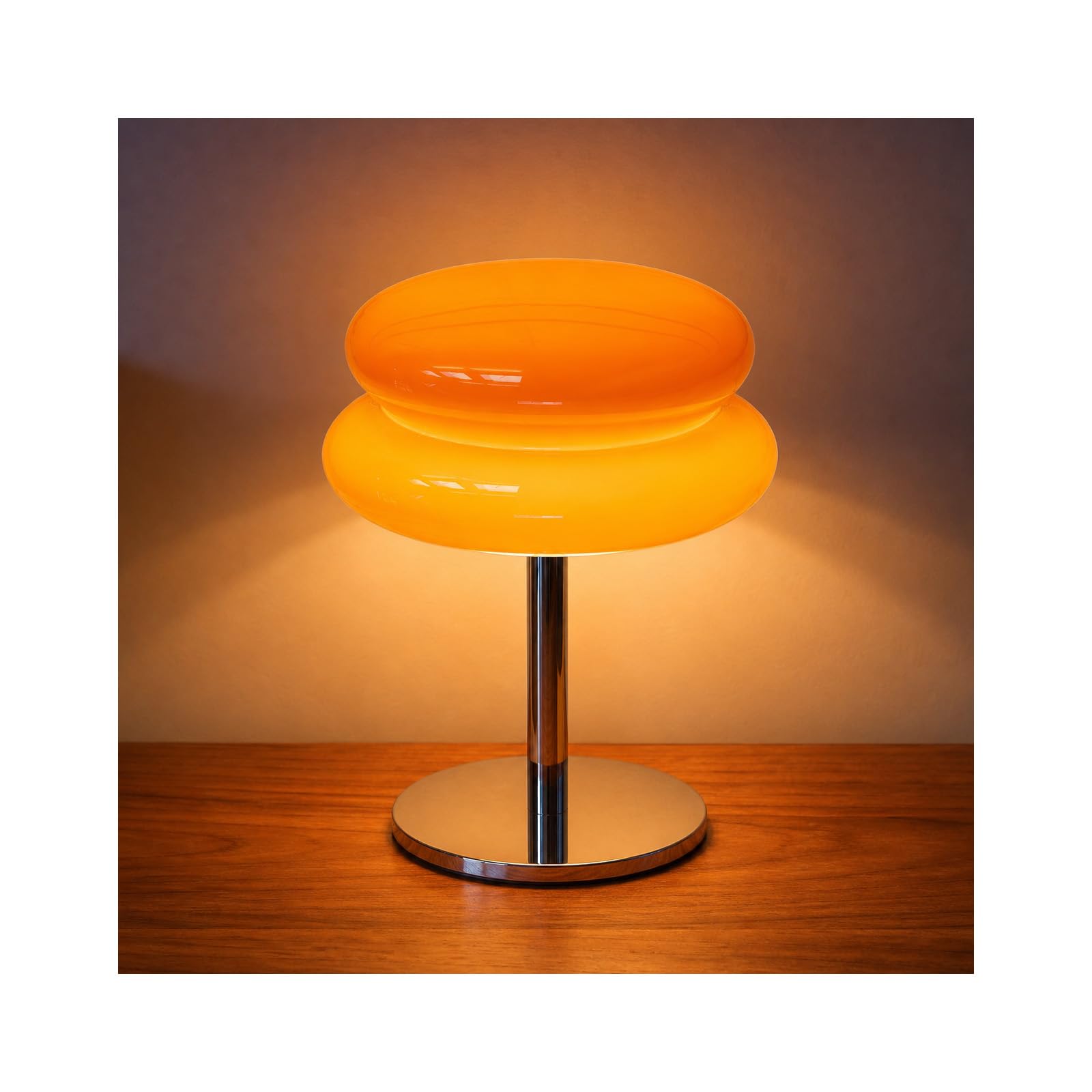 MMOBIEL Lampada a Fungo Arancione Lampada da Tavolo Mid Century con luce LED Dimmerabile con Cavo – Per Camera da Letto, Soggiorno, Decorazione Casa & Interni – In Vetro, Luce Calda & Atmosfera
