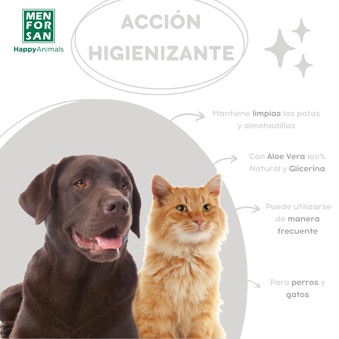 MENFORSAN Detergente per zampe e cuscinetti per cani 125 ml, Con Aloe Vera 100% naturale, prodotto vegano