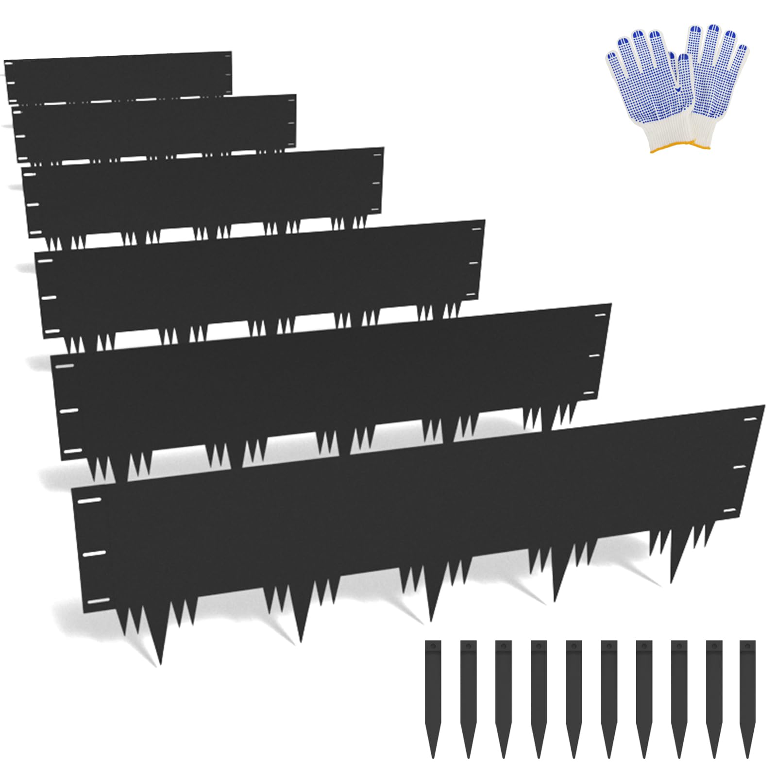 Photo 1 of ?Galvanized Steel Landscape Edging Border 6 Packs 42'' L x 12.5'' H, Metal Landscape Garden Edging Border with 6 Stakes, Hammer-in Lawn Edging for Landscaping, Flower Bed, Yard, Pathway (21ft Total)