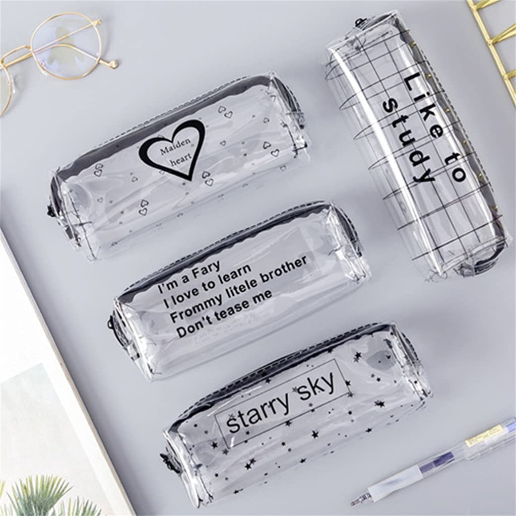 Cancelleria: astuccio portamatite ottagonale lettera trasparente cartone animato kawaii - astuccio argento