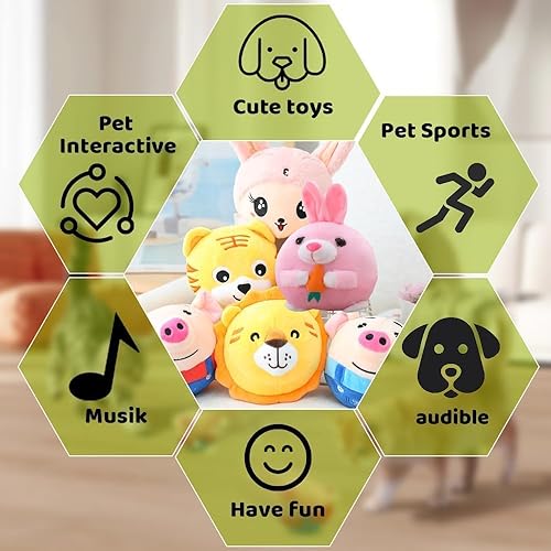 Miniatura 2 de Juguete de peluche activo para mascotas, juguete electrónico interactivo actualizado 2024, juguete de bola móvil chirriante, juguete móvil