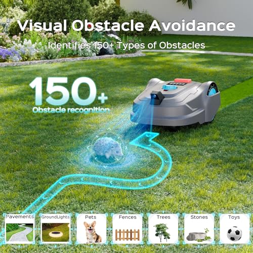 YARDCARE M800Plus Cordless Robot Lawn Mower with GPS + Visual Navigation, Bow-Shaped Path Mowing, APP Control, 4.0Ah Automatic Robotic Lawnmower for 1/5 Acre, Obstacle Avoidance, Height Adjustment - Image 4