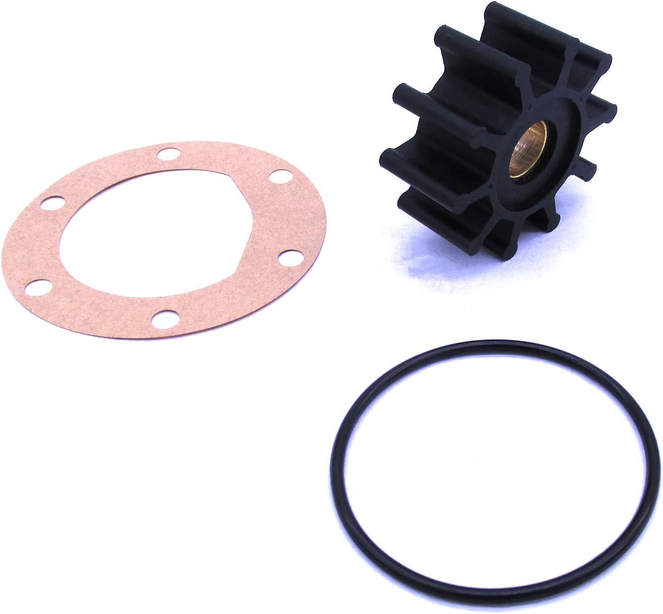 Flexible Water Pump Impeller for Jabsco 18673-0001 / for Perkins 24880194 / for Volvo 875808 897055 804696 / for CEF 500156 /for JMP 7071 Inboard Engine Motor with 2995-0000 Gasket & 18753-0125 O-Ring