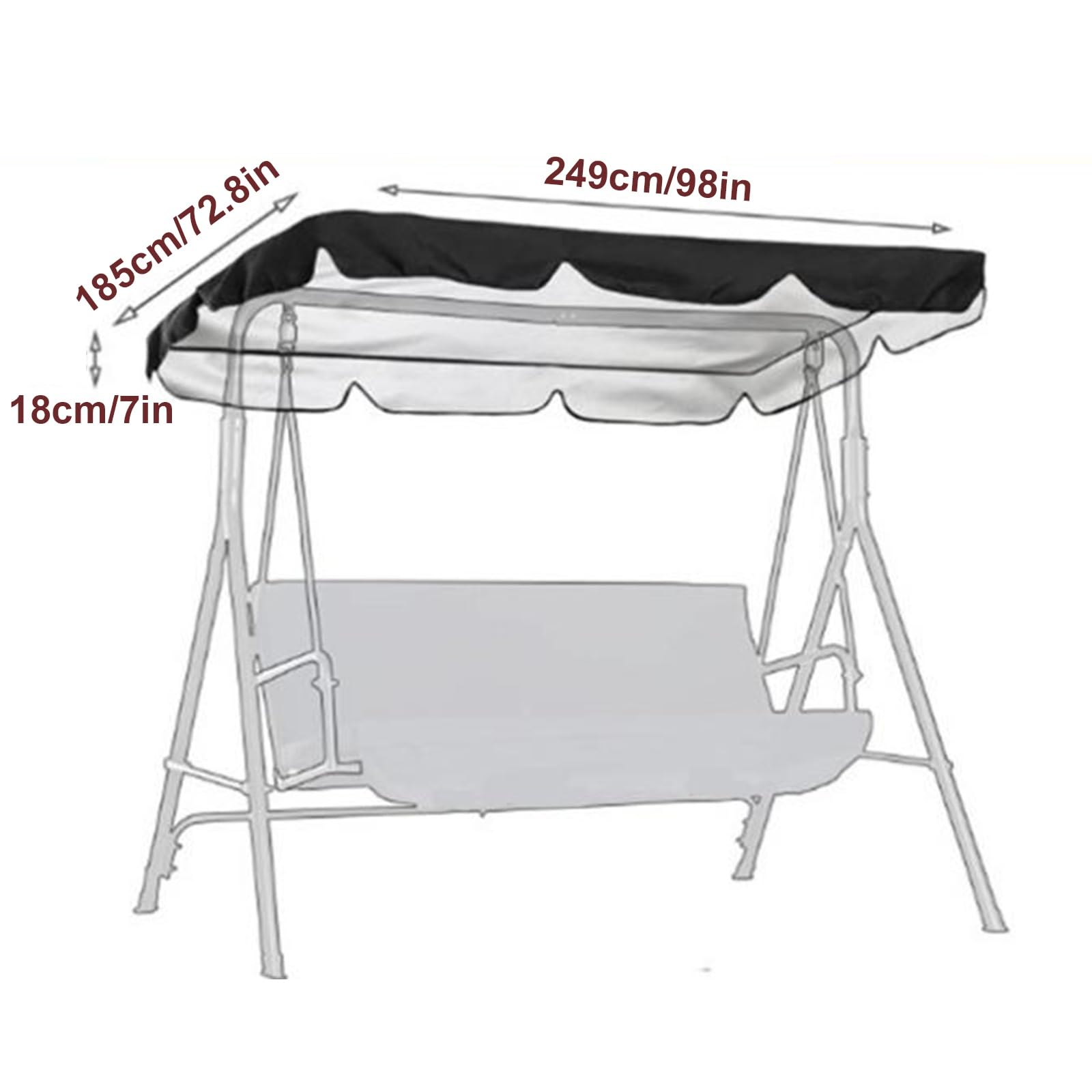 Cubierta Toldo para Columpio Impermeable, Fundas para Balancin Jardin Exterior, Cubierta Oxford 210D, para Asiento de Jardín de 2 o 3 plazas(Blue,249 * 185 * 18cm)