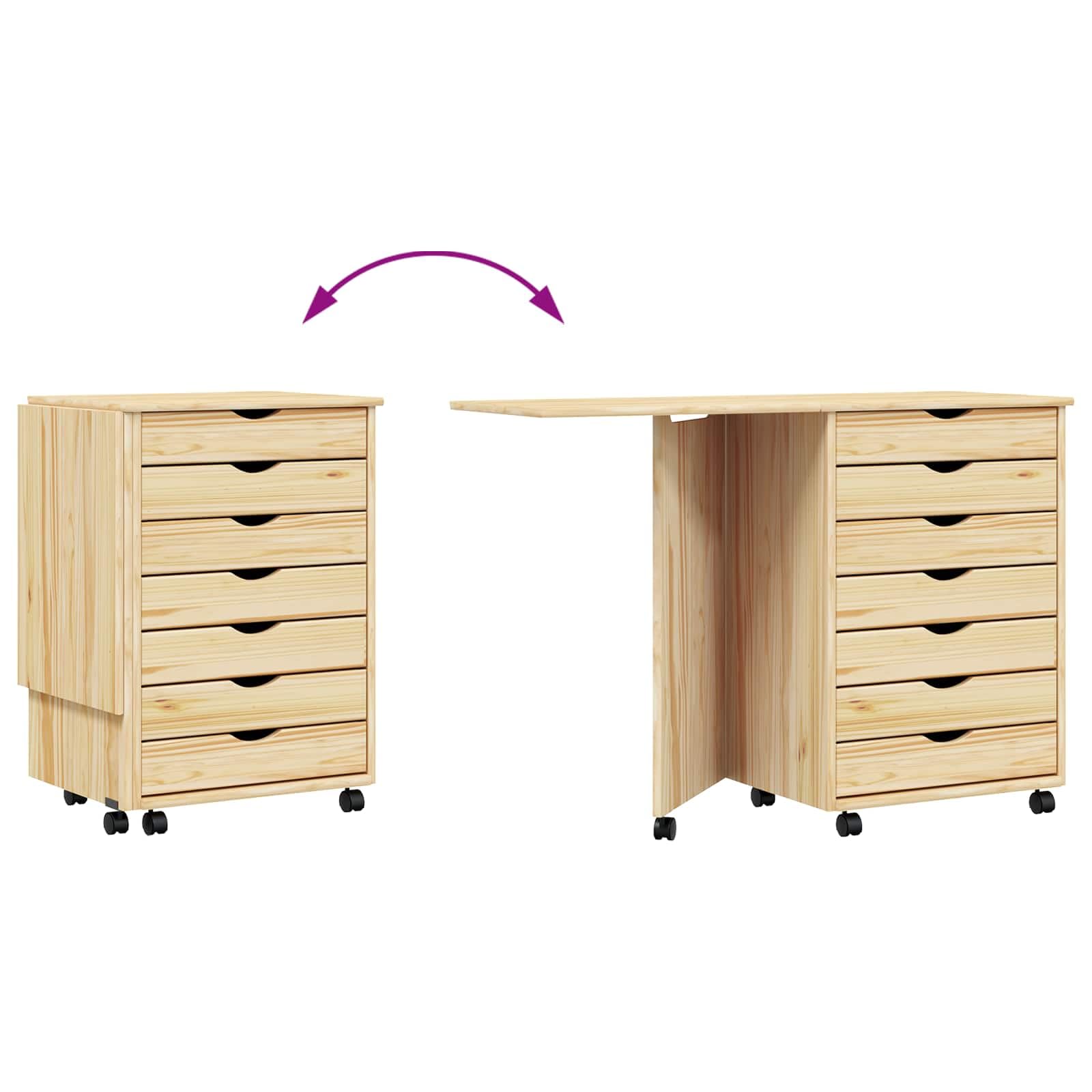 vidaXL Gabinete Rodante con Escritorio Moss Barniz Transparente, Sala Moderna, Mueble útil, gabinete Rectangular con Escritorio, Estilo Minimalista, Madera de Pino