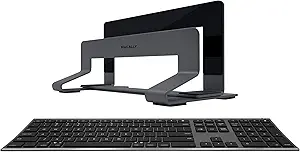 Macally Wireless Bluetooth Space Gray Keyboard and Space Gray Vertical Laptop Stand, Add a High-End Look to Your Office