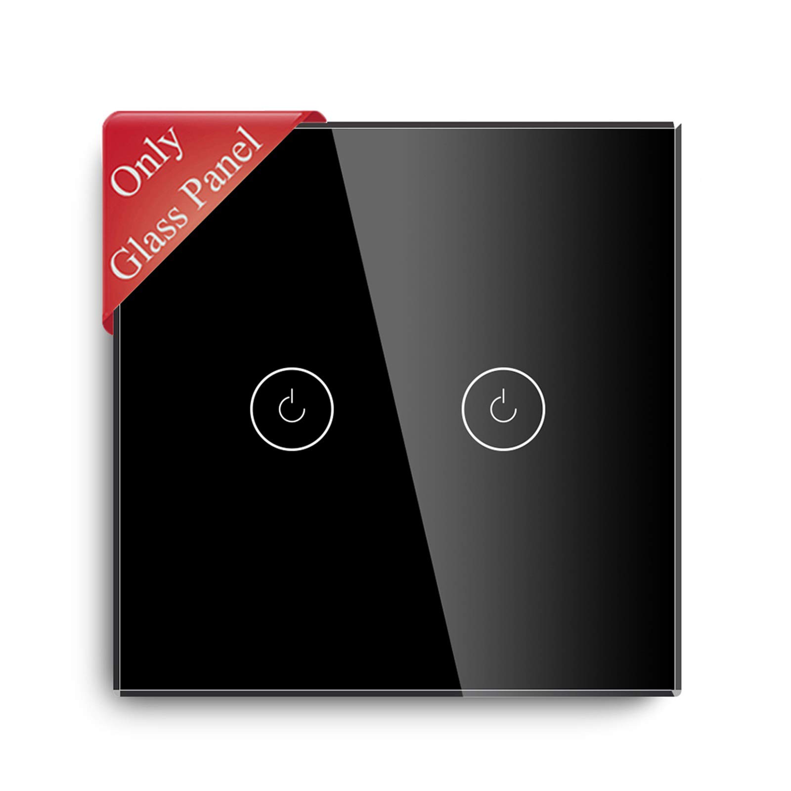 BSEED Smart Light Switch Touch Switch Crystal Glass Panel for WiFi Light Switch 2 Gang Black 86mm — image 1