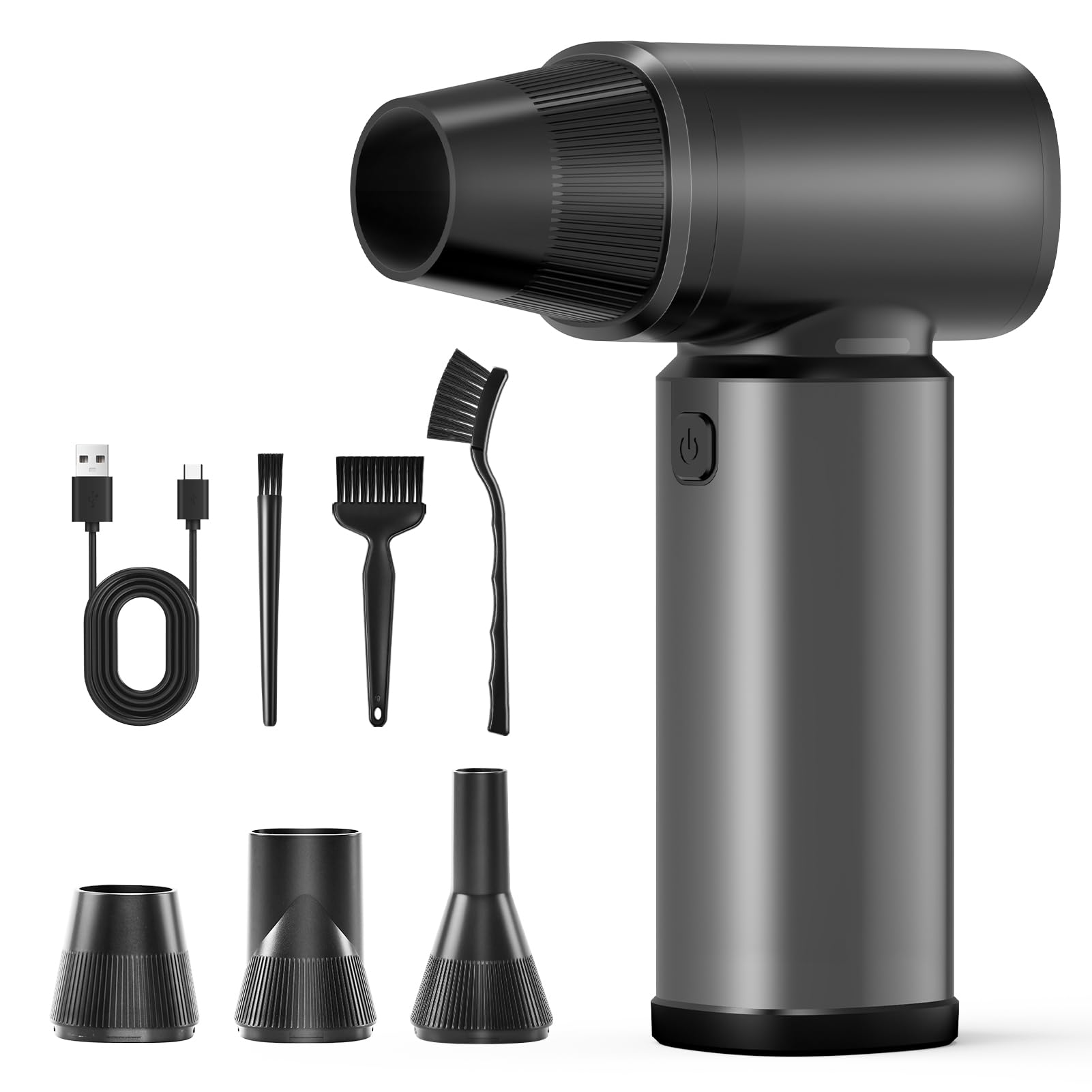 Compressed Air Duster-180000RPM Electric Air Duster Rechargeable Brushless Motor Stepless Speed 3-Gear Adjustable Mini Blower Cordless with LED