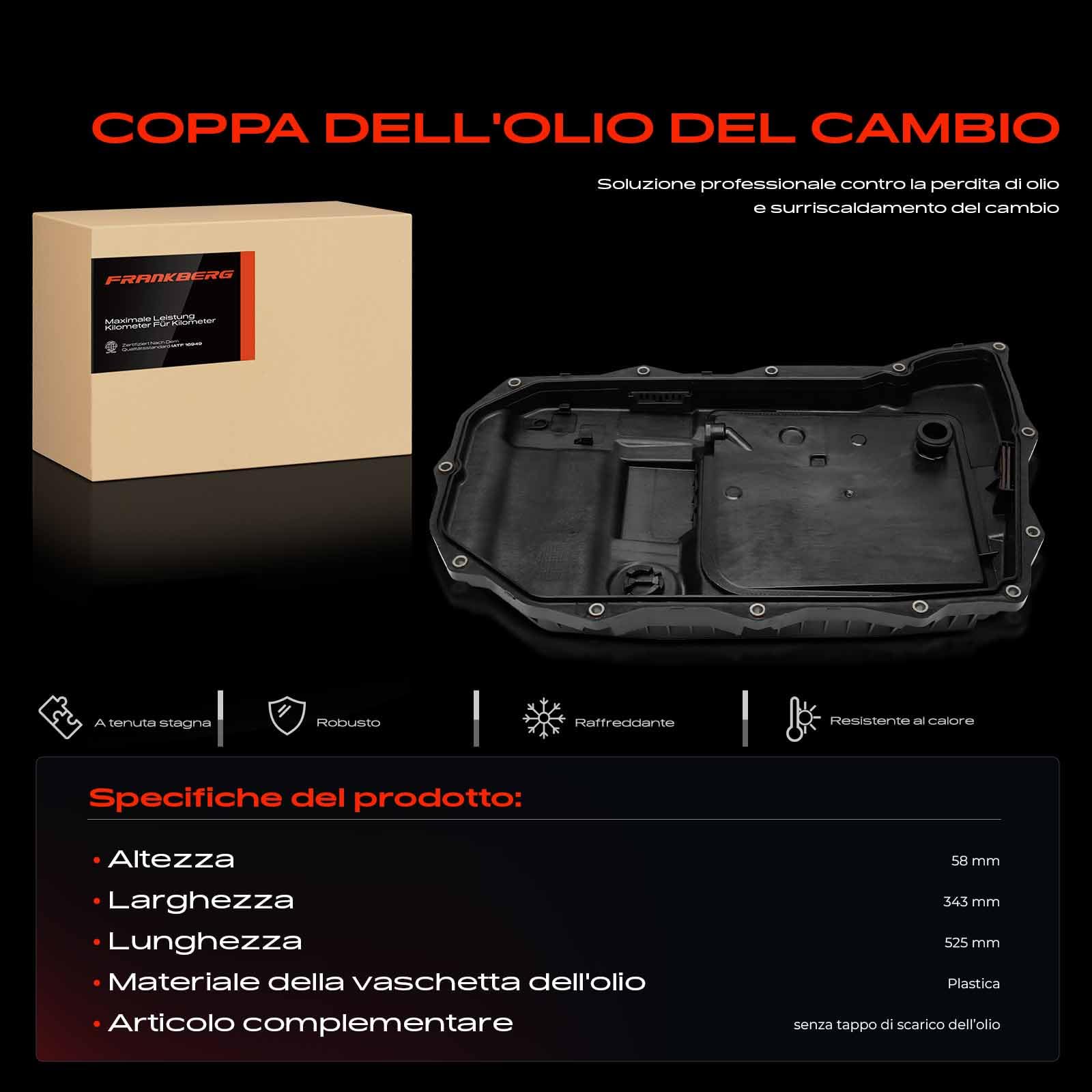 Frankberg Coppa dell'olio coppa dell'olio motore cambio automatico a 8 | Compatibile con Bentayga 4V1, Urus, Q8 4MN 4MT, Q7 4MB 4MG 4MQ, Q7 Van 4MB 4MG, T.o.u.a.r.e.g CR7 RC8