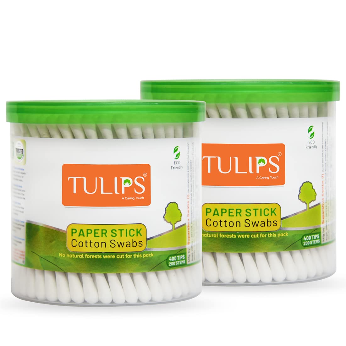 Sponsored Ad - TULIPS Cotton Ear Buds/Swabs (pack of 2) with White PAPER Sticks (200/400 Tips) in a Jar